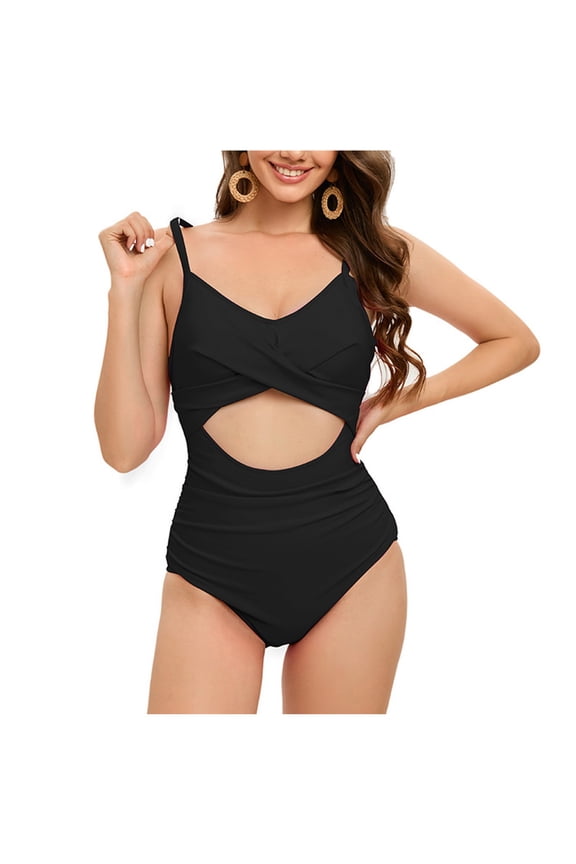 Lingerie Women's Lingerie Halterneck Strappy Back-Beautiful Pleated Belly Cover Slim Swimsuit Lingerie set