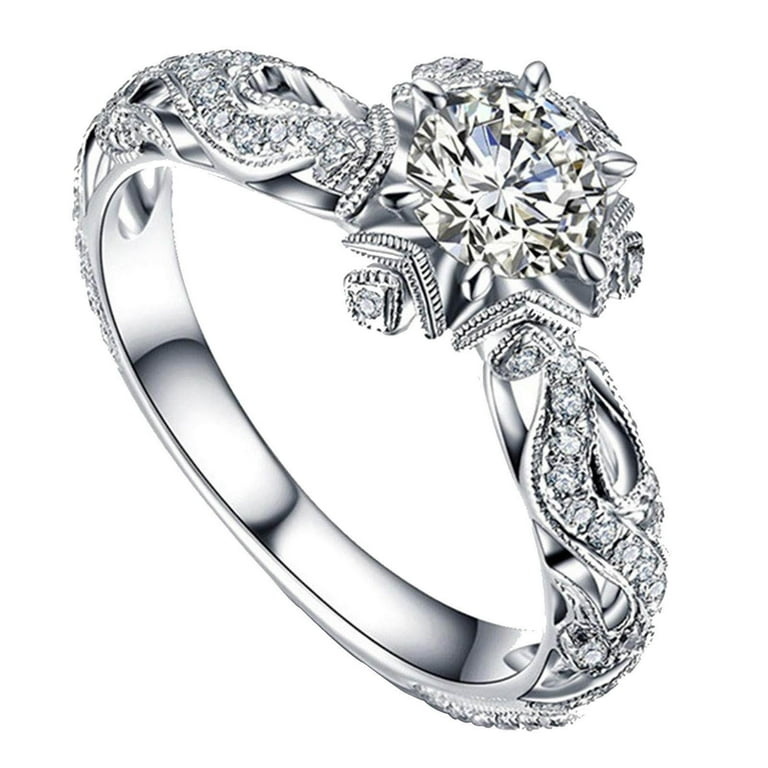 Fashion Luxury Long Lasting Elegant Diamond Women Engagement Wedding Ring  Set With Case