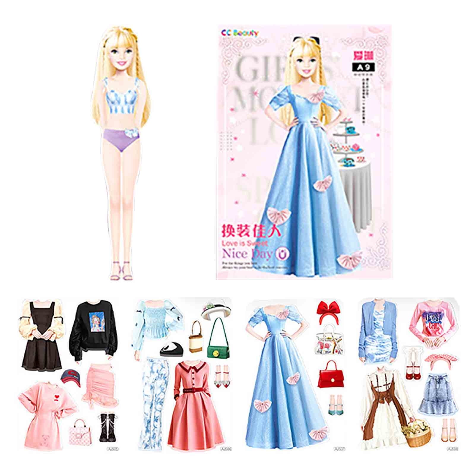 Magnetic Princess Dress Up Paper Doll Pretend Play Game Toys,Dollhouse Magnet People Clothes Puzzles Development for 3+ Year Old Girls Toddler