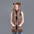 thumbnail image 1 of Herrnalise Male Female Faux Animal Hood Cap Mittens Ears Cartoon Hat Gloves Scarf Pocket, 1 of 7