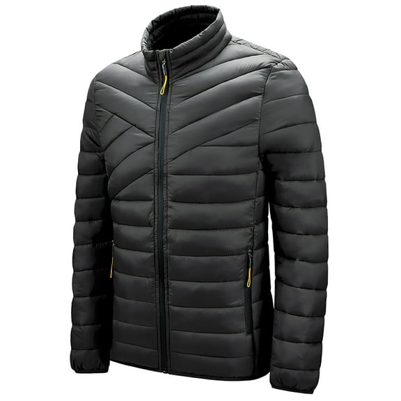 Herrnalise Man'sHooded Water-Resistant Puffer Jacket Autumn And Winter Jacket Cotton Waistcoat Warm Jacket Black