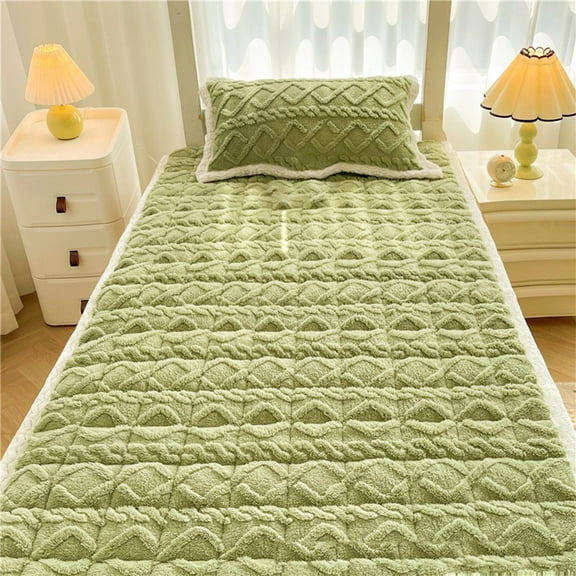 Herrnalise Mattress Topper Bed Foldable Mattress Pad Roll Up Dormitory Padded Sleeping Pad with Elastic Straps, for Camping Couch Room(Green,)