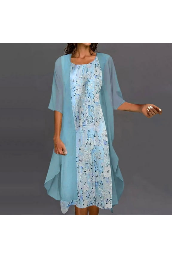 Maxi Dress for Women,Summer Casual Two Piece Set Wedding Guest Plus Size Elegant Floral Boho Beach Sundress