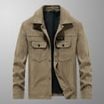 thumbnail image 1 of Herrnalise Men Casual Fashion Solid Turn-down Collar Zipper Padded Thermal Jacket Coat Khaki, 1 of 8