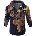 thumbnail image 1 of Herrnalise Men Casual Printing Turndown Long Sleeved Button Pocket Outwear Jacket Purple, 1 of 5