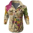 thumbnail image 1 of Herrnalise Men Casual Printing Turndown Long Sleeved Button Pocket Outwear Jacket Yellow, 1 of 5