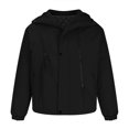 thumbnail image 1 of Herrnalise Men Casual Solid Fashion Tooling Warm Thick Zipper Closure Button Coat Black, 1 of 7