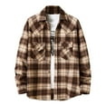 thumbnail image 1 of Herrnalise Men Flannel Plaid Turndown Collar Casual Long Sleeve Buttons Coat Shirt Khaki, 1 of 4