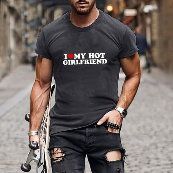 Herrnalise Men Valentine's Day Graphic Tees Short Sleeve Heart Printed Shirts Blouse Tops Gifts For Men