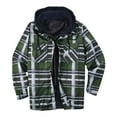 thumbnail image 1 of Herrnalise Men Zipper Casual Hooded Fake Two Loose Thicken Lattice Jacket Coats Olive Green, 1 of 6