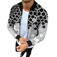 thumbnail image 1 of Herrnalise Men Zipper Casual Print Stand Collar With Long Sleeved Outwear Jacket Dark Gray, 1 of 5