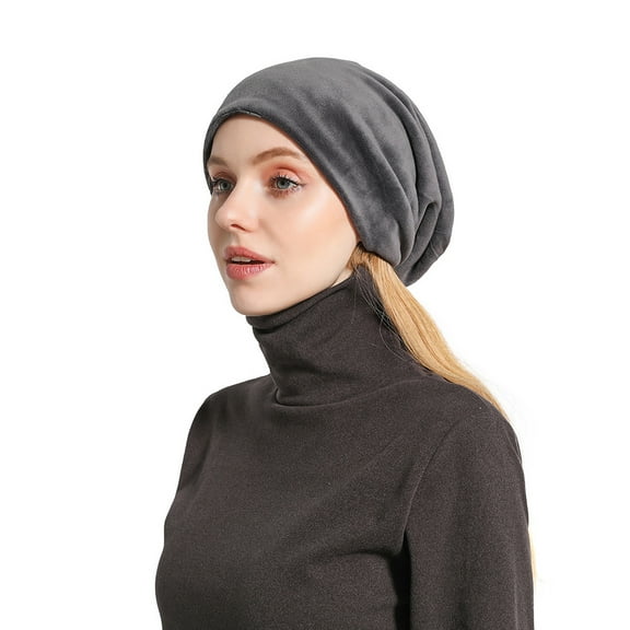 Herrnalise Men's And Women's Plush Pullover Hat Solid Color Pile Up Hat Casual Ear Cap