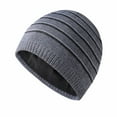 thumbnail image 1 of Herrnalise Men's And Women's Striped Fashionable Windproof Knitted Plush Thick Pullover Hat Warm Ear Protection Knitted Hat, 1 of 2