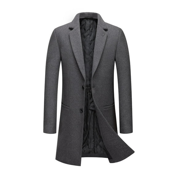 Herrnalise Men's Autumn And Winter Business Medium Long Woolen Coat Fashion Lapel Warm Fashion Coat Gray