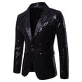 thumbnail image 1 of Herrnalise Men's Autumn And Winter Fashion Personality Sequins Casual Suit Jacket Black, 1 of 4