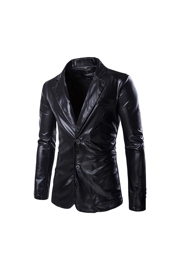 Men's Autumn And Winter Fashion Personality Solid Color Casual Suit Jacket Black
