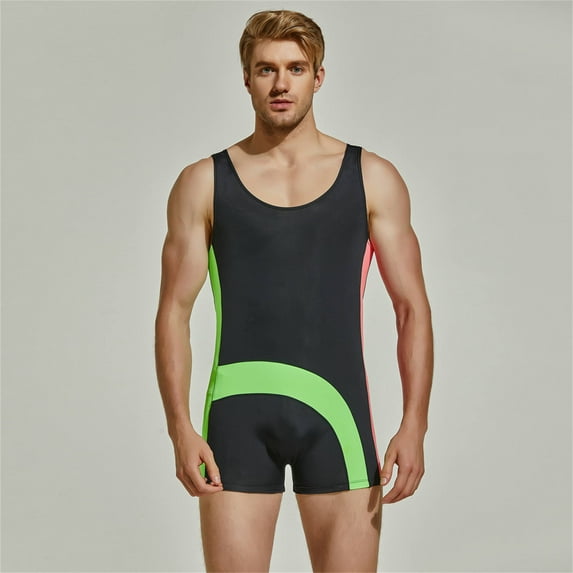 SDJMa Men's Beachwear Summer Holiday Swim Men's Outdoor Sports Leisure Sexy Elastic One-piece Color Matching Quick Drying Swimsuit