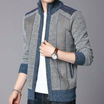 Herrnalise Men's Cardigan Sweaters Full Zip Knitted Sweater Casual Winter Turtleneck Long Sleeve Knitting Cardigan Zipper Sweater Coats Gray