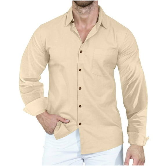 Herrnalise Men's Casual Button Down Shirt Wrinkle Free Shirts Long Sleeve Lapel Collar Solid Color Dress Shirt Valentine's Day For Him