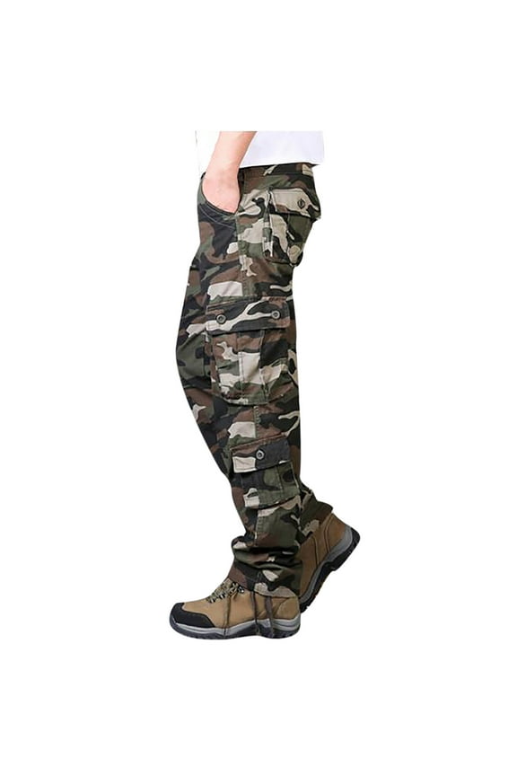 Men's Casual Cargo Pants Military Army Camo Pants Combat Work Pants with 8 Pockets For Army Green,M