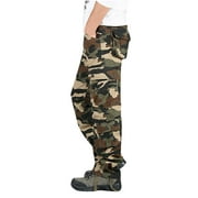 Herrnalise Men's Casual Cargo Pants Military Army Camo Pants Combat Work Pants with 8 Pockets For Khaki,M