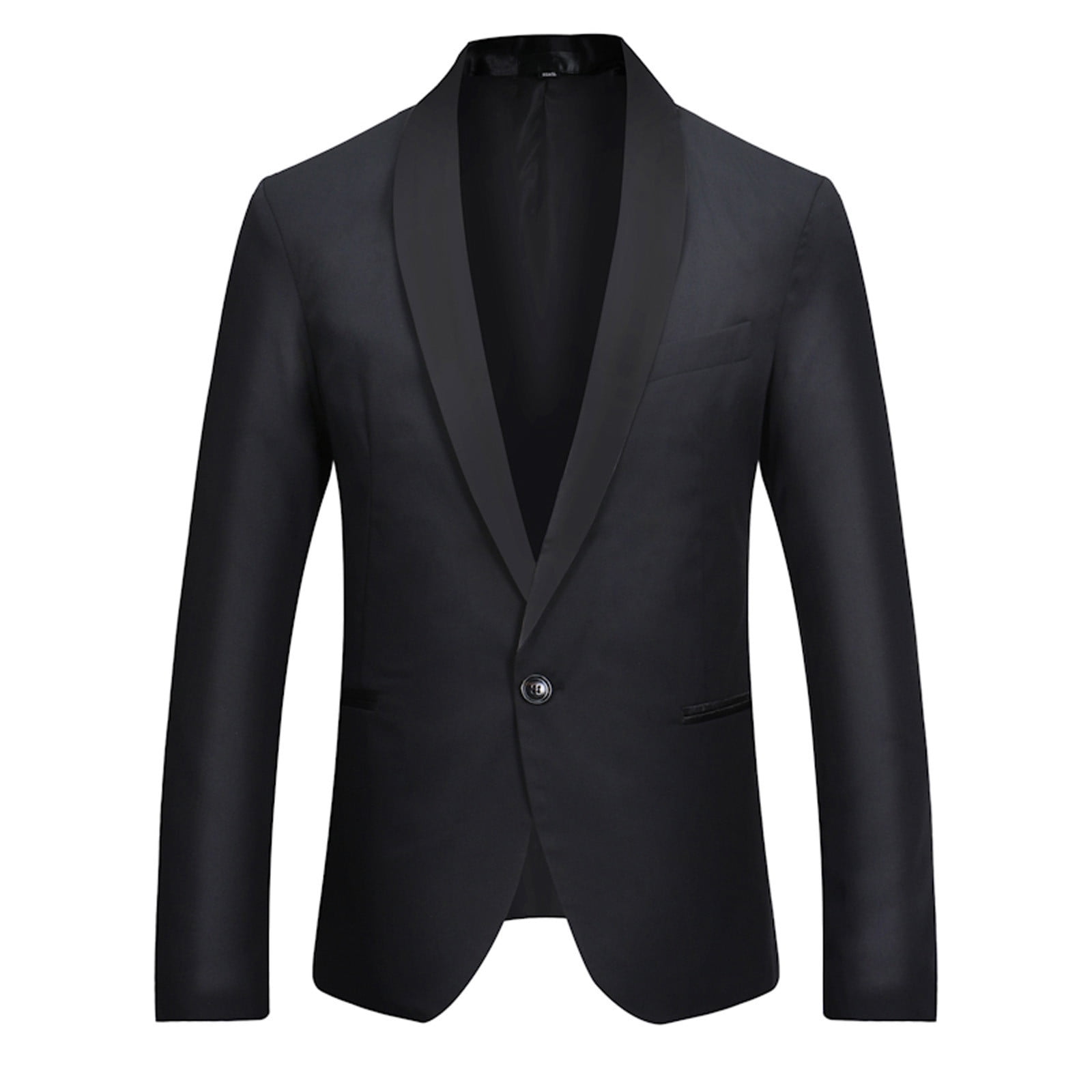 Herrnalise Men s Colorblocked One Button Suit Jacket Stylish Dinner Jacket Tuxedo Blazer Dress Party Lapel Slim Fit Blazer for Wedding Party Prom S XL Black Walmart