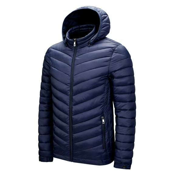 Herrnalise Men's Cotton Coat Men's Winter Men's Cotton Coat JacketHooded Cotton Coat for Men Blue
