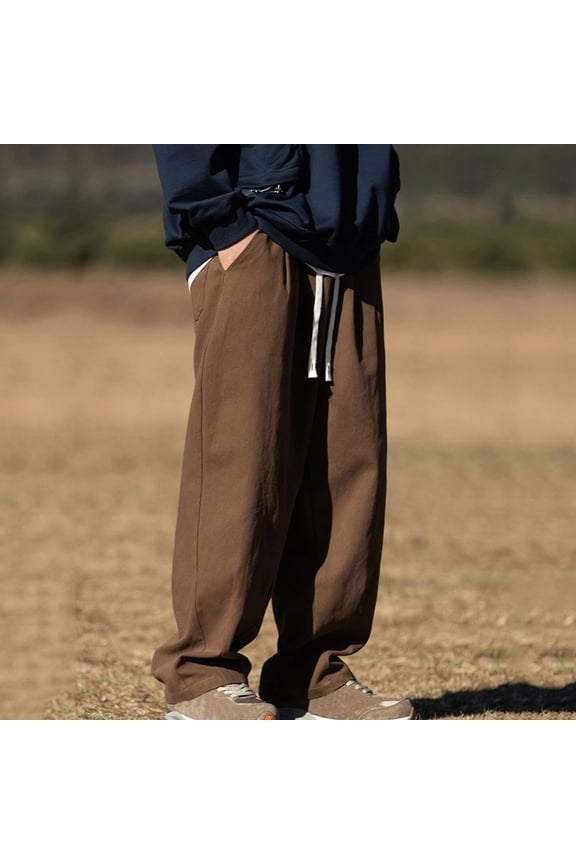 Men's Cotton Linen Harem Pants Casual Loose Hippie Yoga Beach Pants Valentine's Day For Him