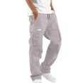 thumbnail image 1 of Herrnalise Men's Elastic Waist Cargo Pants,Casual Loose Fit Lightweight Workwear Pull On Pants Gray-3XL, 1 of 5