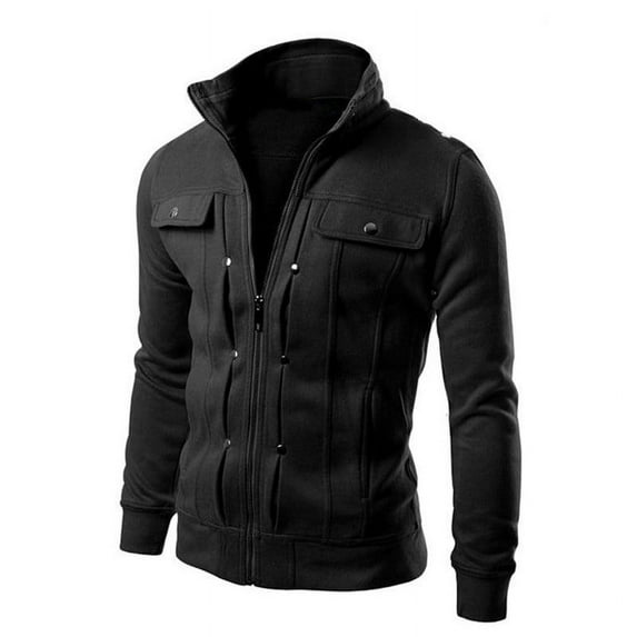 Herrnalise Men's Fall Fashion Color Blocking Splicing Jacket Sweatshirt Casual Jacket Black