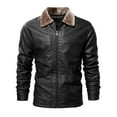 thumbnail image 1 of Herrnalise Men's Fashion Autumn And Winter Fleece Leather Jacket Casual Top Coat Black, 1 of 5