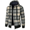 thumbnail image 1 of Herrnalise Men's Fashion Autumn And Winter Plaid Hooded Fleece Knitted Sweater Sweater Jacket Gray, 1 of 5