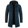 thumbnail image 1 of Herrnalise Men's Fashion Autumn And Winter Plaid Hooded Fleece Knitted Sweater Sweater Jacket Navy, 1 of 5
