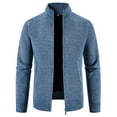 thumbnail image 1 of Herrnalise Men's Fashion Autumn And Winter Stand Collar Sweater Casual Fleece Jacket Blue, 1 of 5