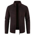 thumbnail image 1 of Herrnalise Men's Fashion Autumn And Winter Stand Collar Sweater Casual Fleece Jacket Burgundy, 1 of 4