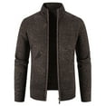 thumbnail image 1 of Herrnalise Men's Fashion Autumn And Winter Stand Collar Sweater Casual Fleece Jacket Coffee, 1 of 4