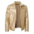thumbnail image 1 of Herrnalise Men's Fashion Autumn Men's Leather Jackets Casual Tops Coats Gold, 1 of 7