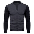 thumbnail image 1 of Herrnalise Men's Fashion Casual Color Block Stand Collar Jacket Short Cardigan Long Sleeve Zipper Pocket Coat Gray, 1 of 6