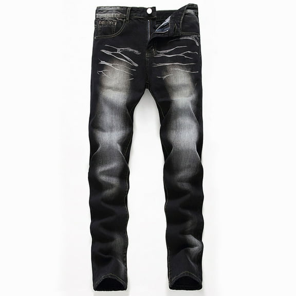 Herrnalise Men's Fashion Casual Tie-Dye Printed Jeans Stretch Skinny Denim Jogger Pants For Black,S
