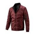 thumbnail image 1 of Herrnalise Men's Fashion Flight Suit Plus Cotton Jacket Reversible Stand Collar Jacket In Winter Warm Coat Burgundy, 1 of 6