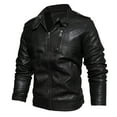 thumbnail image 1 of Holloyiver Men's Faux Leather Motorcycle Jacket Casual Fashion Motorcycle Leather WinterRacing Suit Top Zipper Stand-up Collar Jacket Coats S-3XL Black, 1 of 3