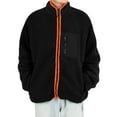 thumbnail image 1 of Herrnalise Men's Fleece Lamb Fleece Jacket Warm Hoodless Jacket Cotton Jacket Black, 1 of 7