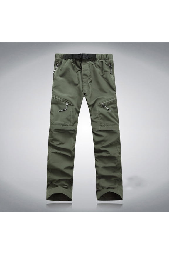 Men's Hiking Pants Convertible Quick Dry Lightweight Zip Outdoor Fishing Travel Safari Pants Detachable Short Trousers For Army Green,M