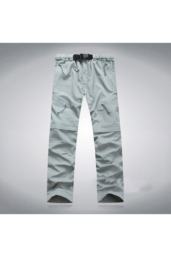 Men's Hiking Pants Convertible Quick Dry Lightweight Zip Outdoor Fishing Travel Safari Pants Detachable Short Trousers For Gray,L