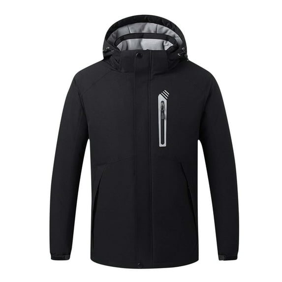 Herrnalise Men's Intelligent Heating Top Solid Color Winter Comfortable Long Sleeve Coat Sweater Black