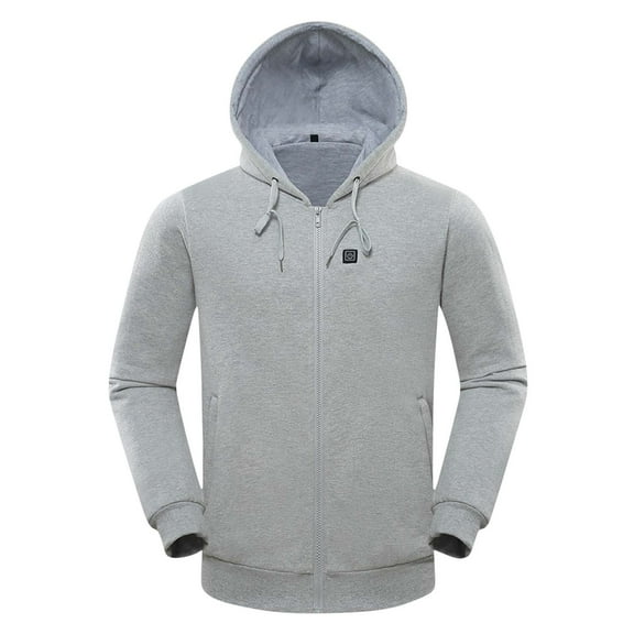 Herrnalise Men's Intelligent Heating Top Solid Color Winter Comfortable Long Sleeve Coat Sweater Gray