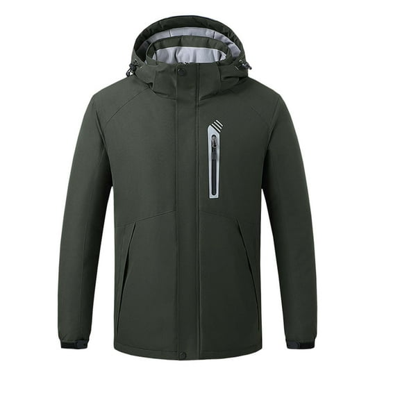 Herrnalise Men's Intelligent Heating Top Solid Color Winter Comfortable Long Sleeve Coat Sweater Olive Green