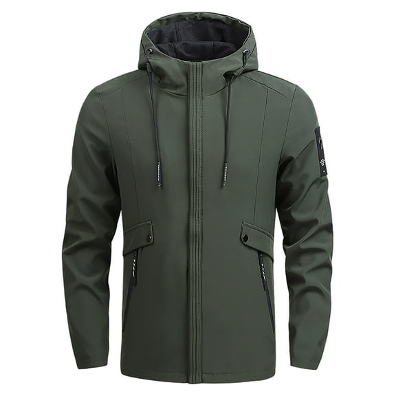 Herrnalise Men's Jacket Full-Zip Jacket Casual Stand Collar Waterproof Windbreaker Winter Tactical Jackets Warm Coats Field Jacket Outerwear Sweatshirt Olive Green