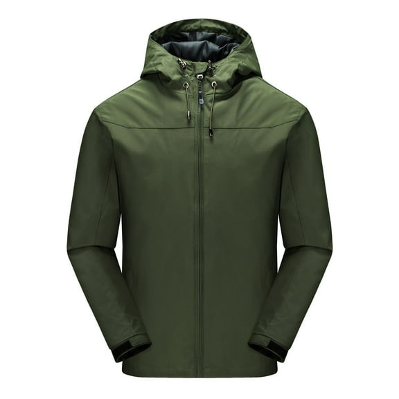Herrnalise Men's Jacket Mountain Waterproof Ski Jacket Warm Winter Waterproof Windbreaker Hooded Raincoat Snowboarding Sweatshirt Olive Green