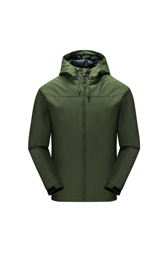 Men's Jacket Mountain Waterproof Ski Jacket Warm Winter Waterproof Windbreaker Hooded Raincoat Snowboarding Sweatshirt Olive Green